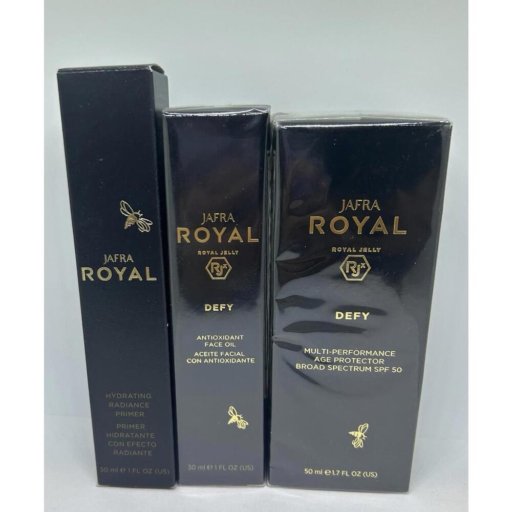 Jafra RJ Defy Age Protector Broad Spectrum SPF 50,  Antioxidant Face Oil, Primer